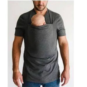 Lalabu Men's Dad Shirt Kangaroo Gray Short Sleeve T Shirt Baby Pocket Size M